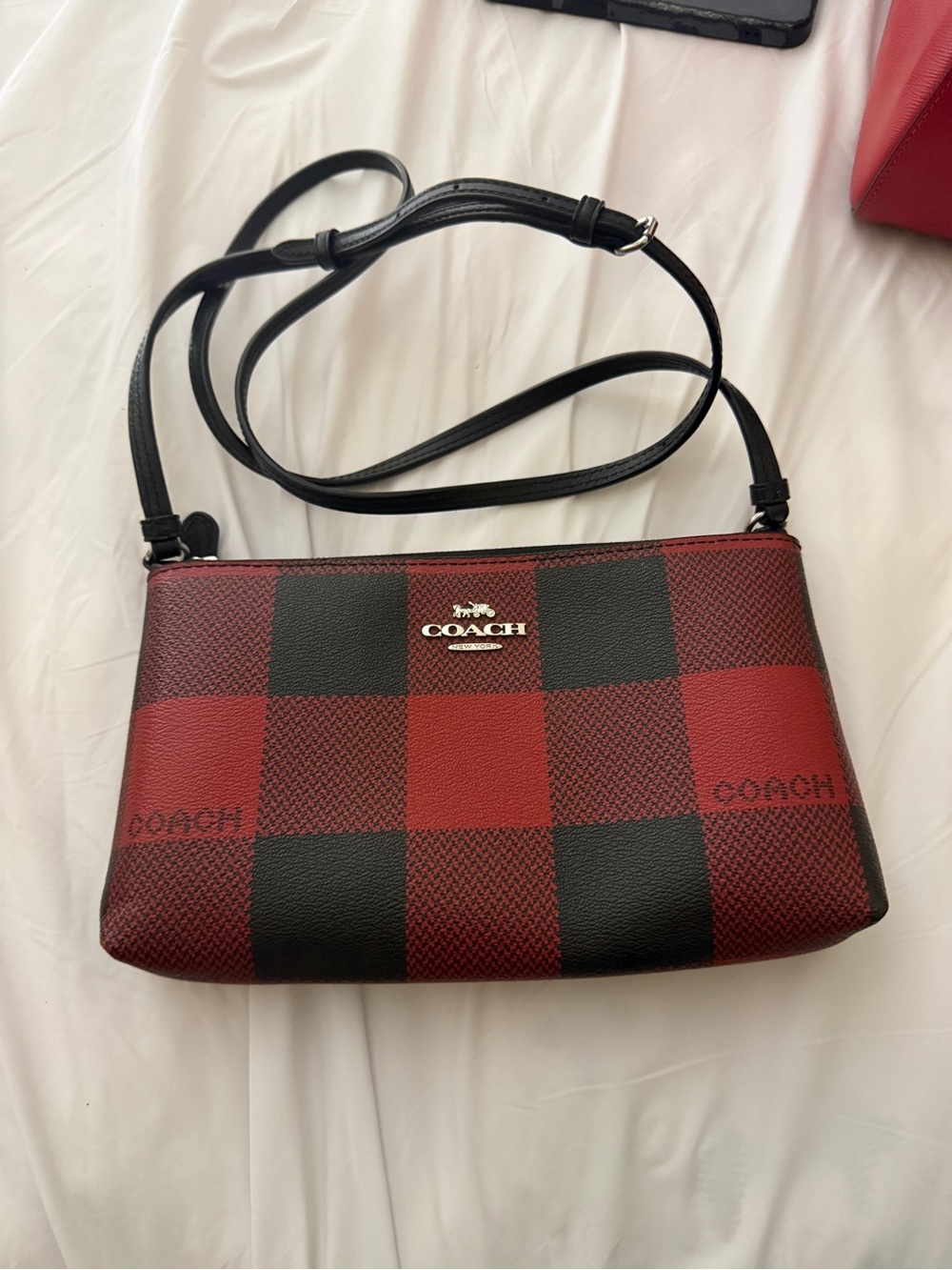 Coach Zip Top Crossbody with Buffalo Plaid Print